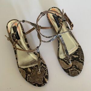 Le Lis Blanc Womens Sandals Flat Fashion Flip Flops Shoes‎ Python print Size 39